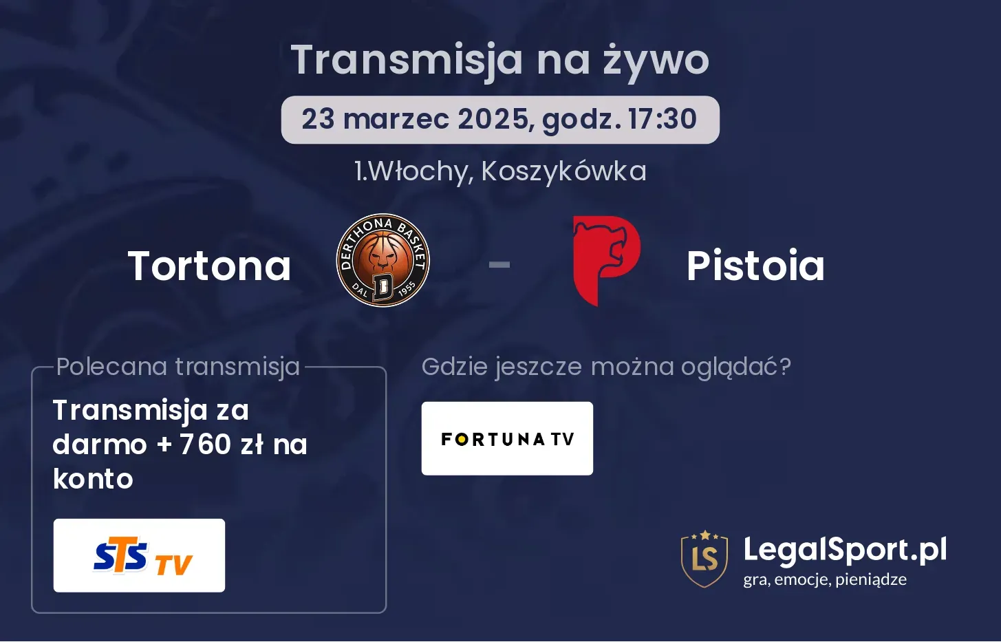 Tortona - Pistoia gdzie oglądać?