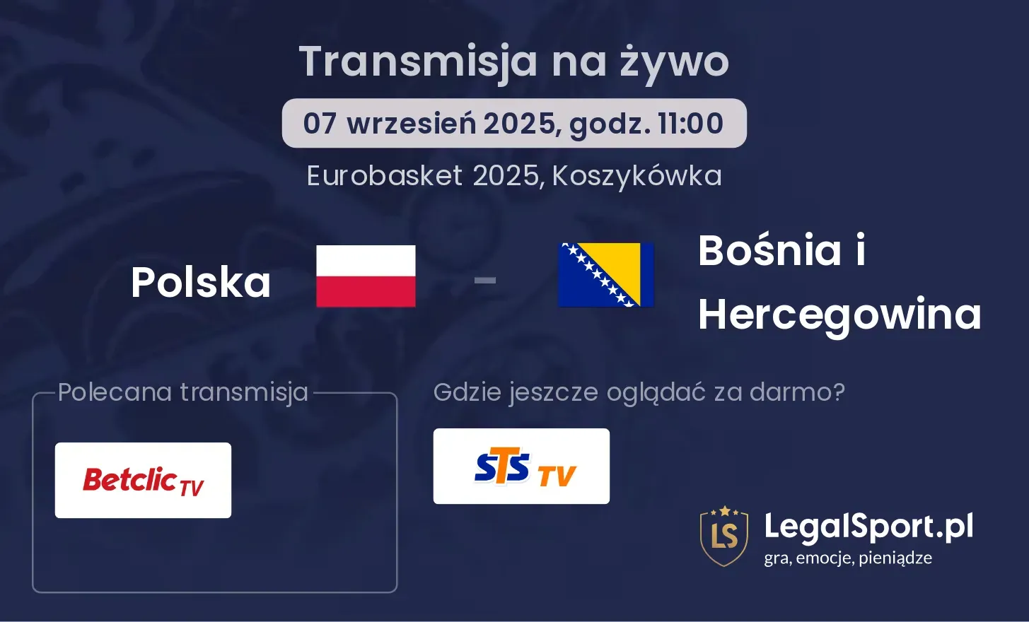 Polska - Bośnia i Hercegowina transmisja na żywo