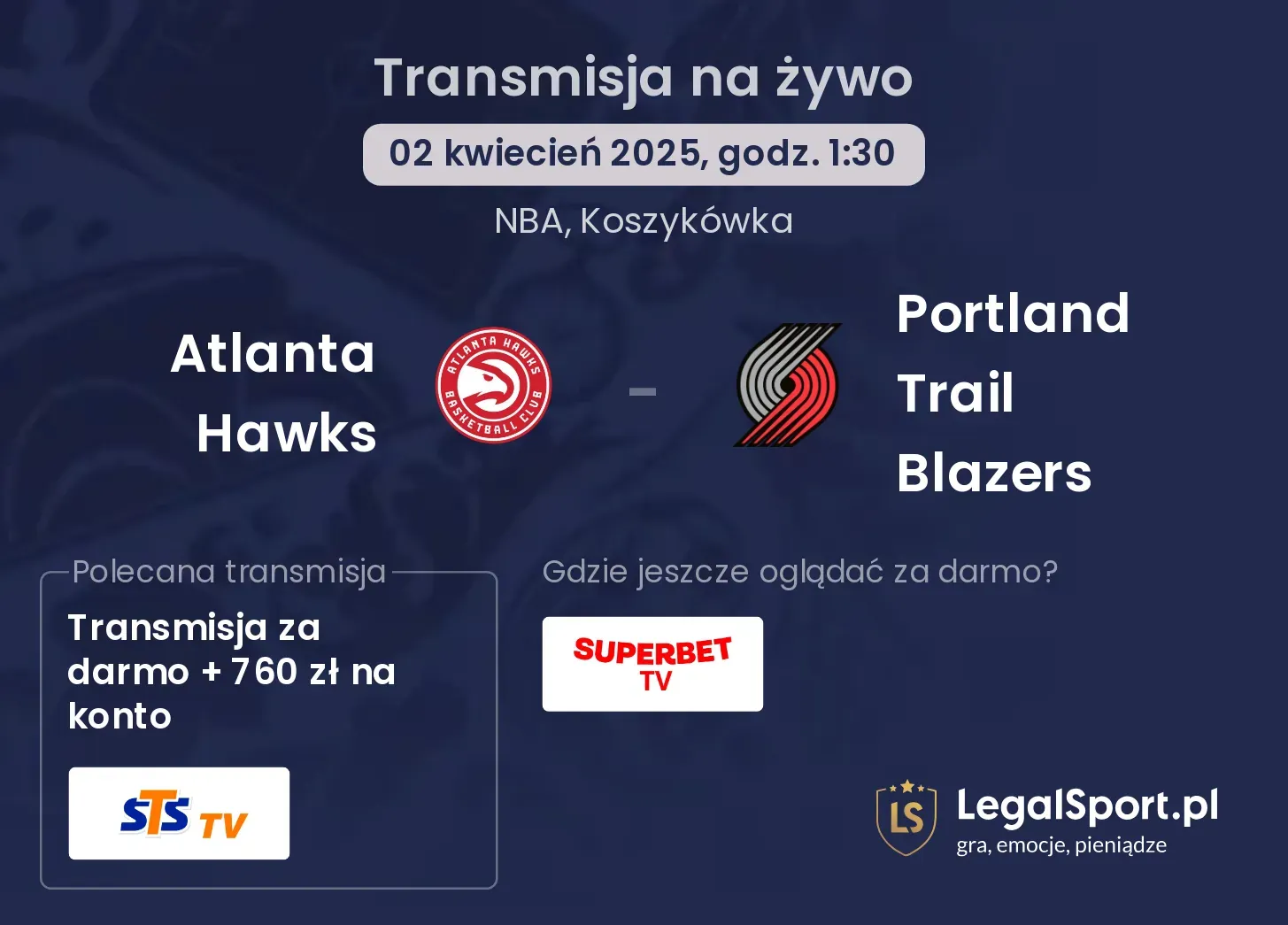 Atlanta Hawks - Portland Trail Blazers gdzie oglądać?