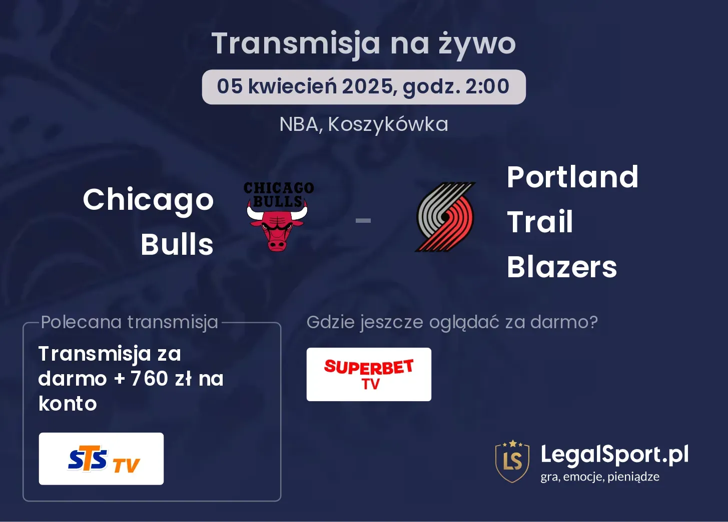 Chicago Bulls - Portland Trail Blazers gdzie oglądać?