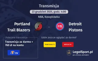 Portland Trail Blazers - Detroit Pistons gdzie oglądać (23.12.2025)