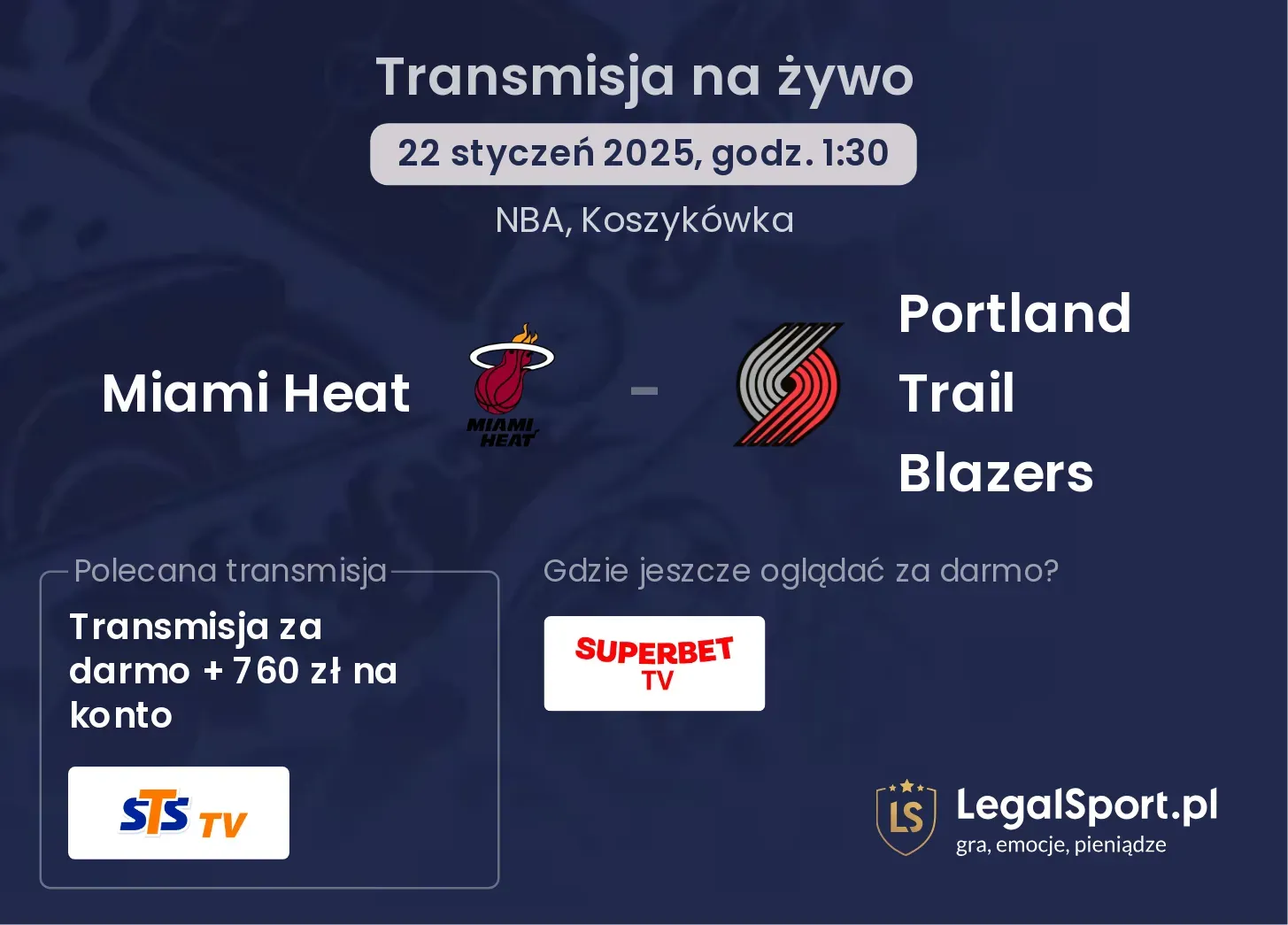 Miami Heat - Portland Trail Blazers gdzie oglądać?