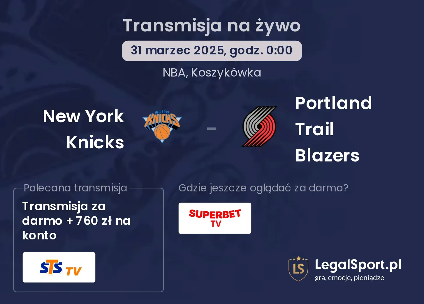 New York Knicks - Portland Trail Blazers gdzie oglądać?