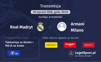 Real Madryt - Armani Milano gdzie oglądać? (20.01)