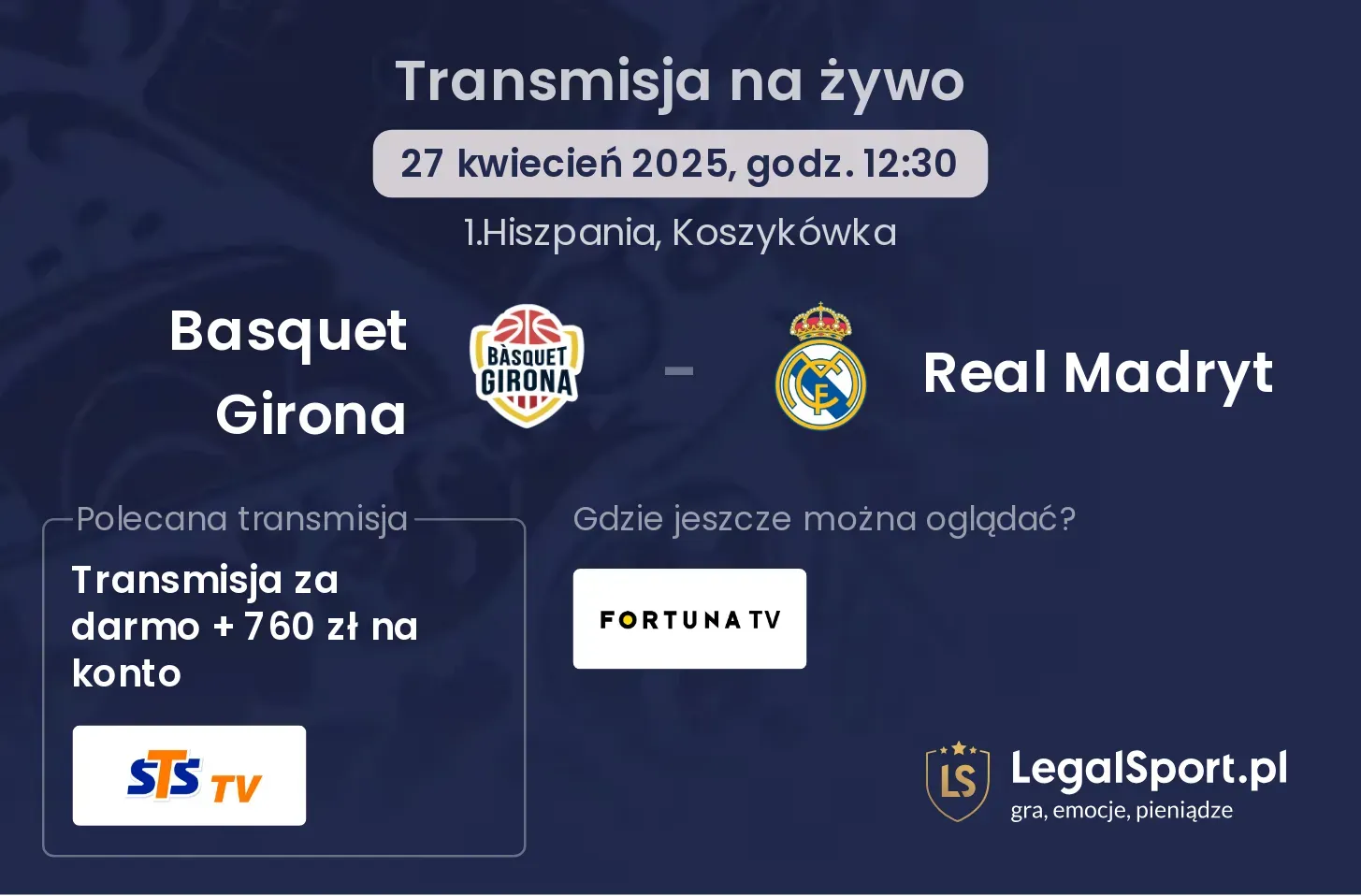 Basquet Girona - Real Madryt gdzie oglądać?
