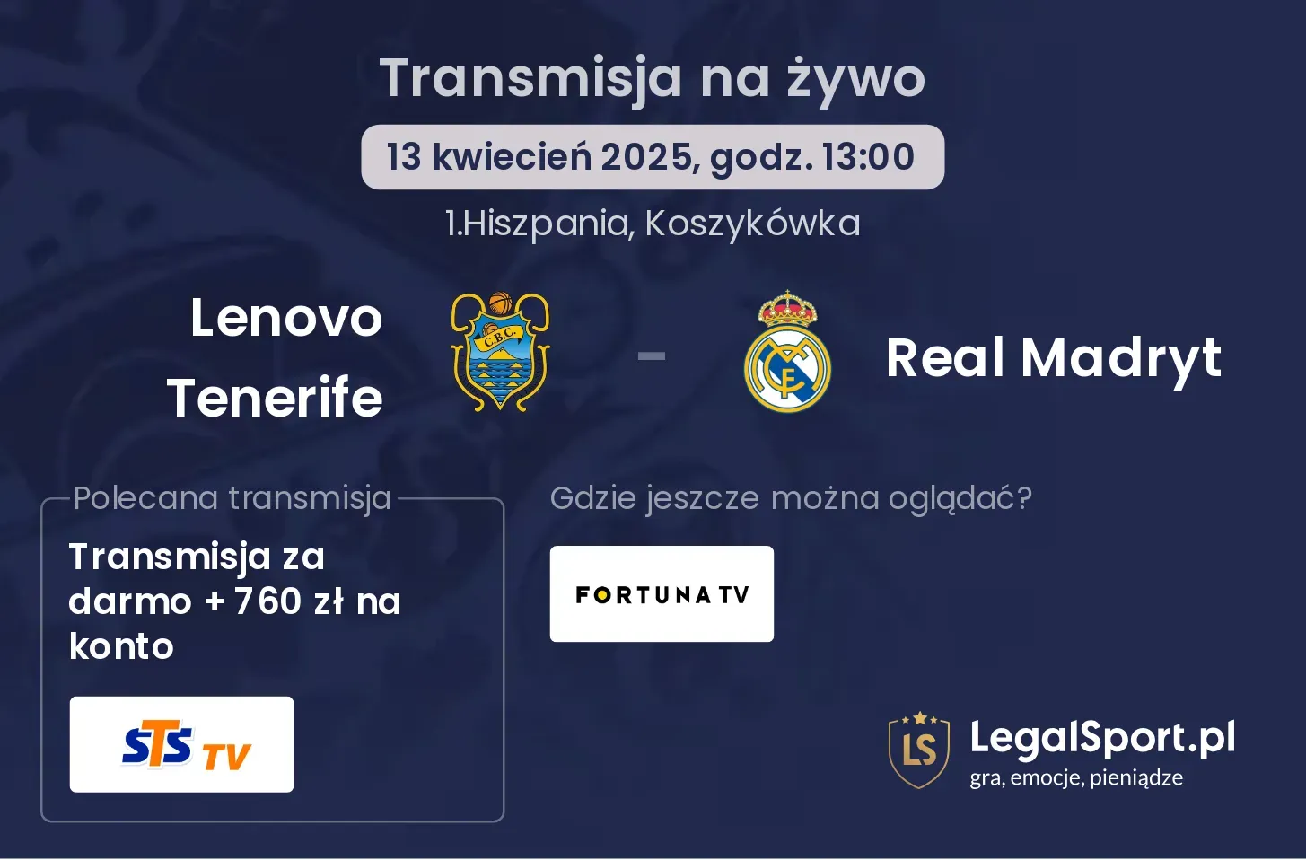 Lenovo Tenerife - Real Madryt gdzie oglądać transmisję?