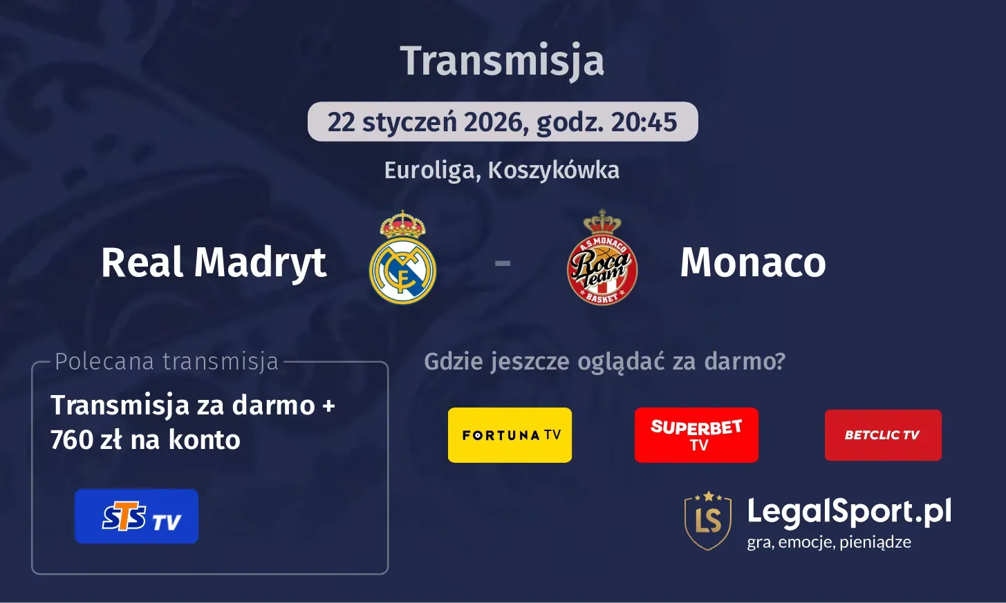 Real Madryt - Monaco Transmisje