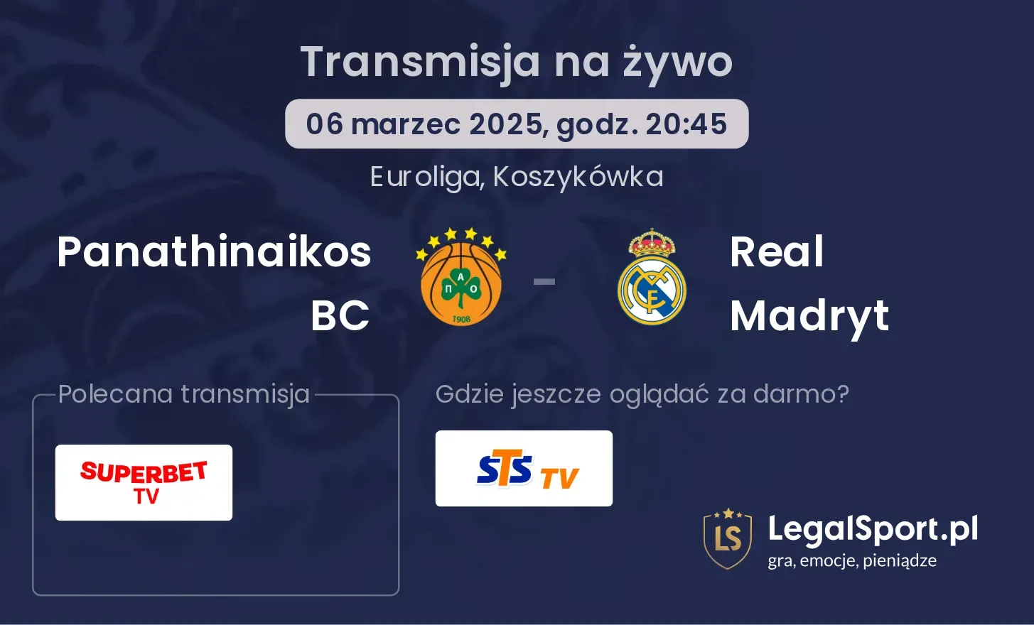 Panathinaikos BC - Real Madryt gdzie oglądać?
