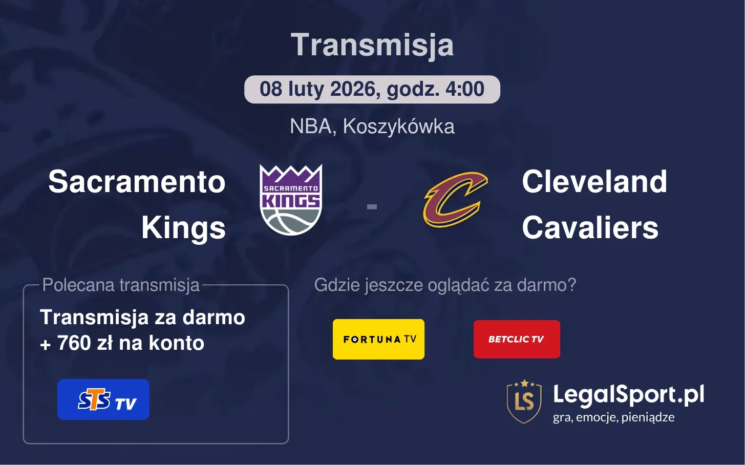 Sacramento Kings - Cleveland Cavaliers Transmisje