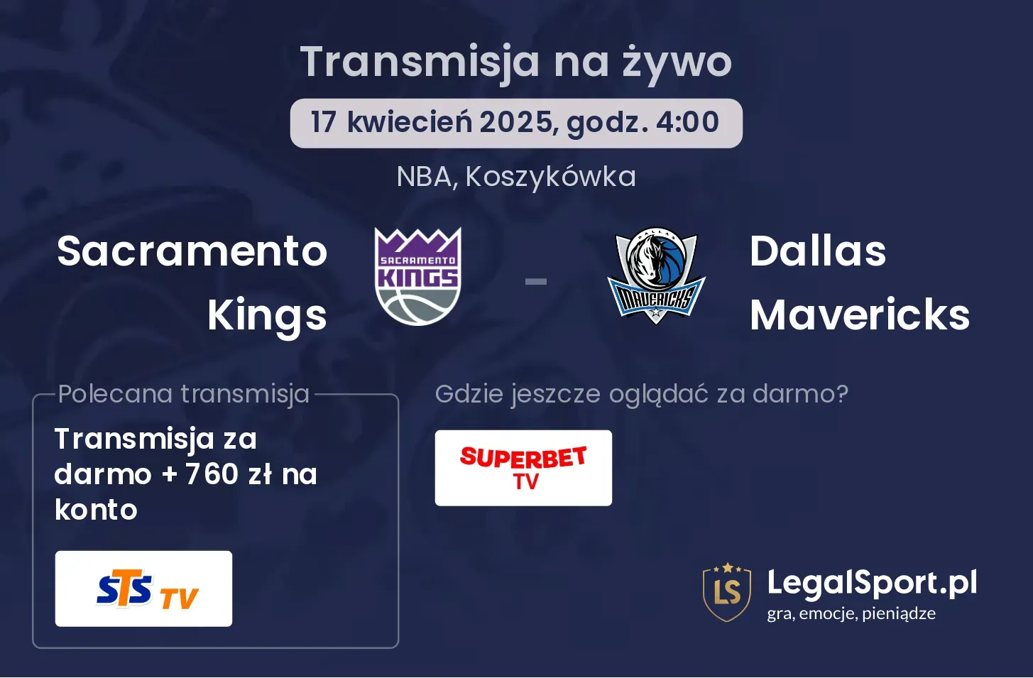 Sacramento Kings - Dallas Mavericks gdzie oglądać?
