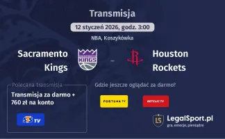 Sacramento Kings - Houston Rockets gdzie oglądać? (12.01)