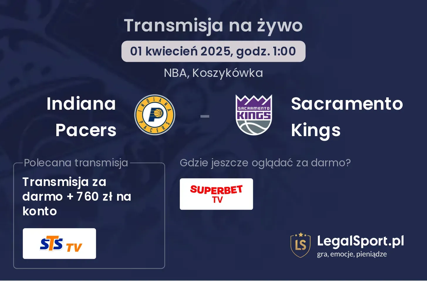 Indiana Pacers - Sacramento Kings gdzie oglądać?