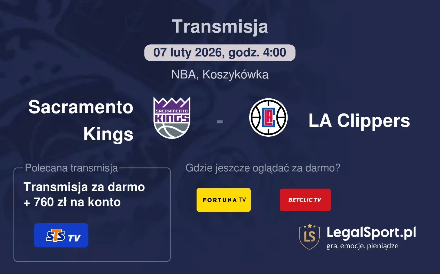 Sacramento Kings - LA Clippers Transmisje