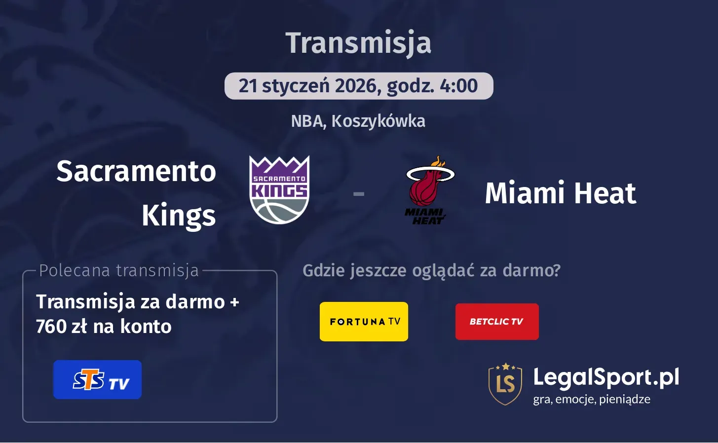 Sacramento Kings - Miami Heat Transmisje