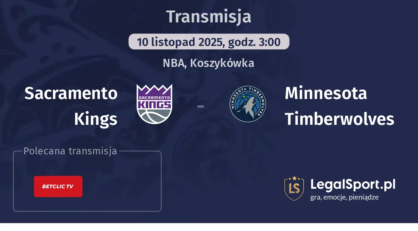 Sacramento Kings - Minnesota Timberwolves Transmisje