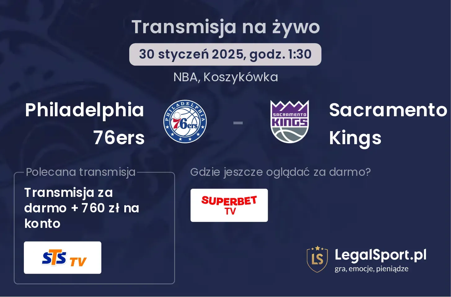 Philadelphia 76ers - Sacramento Kings gdzie oglądać?