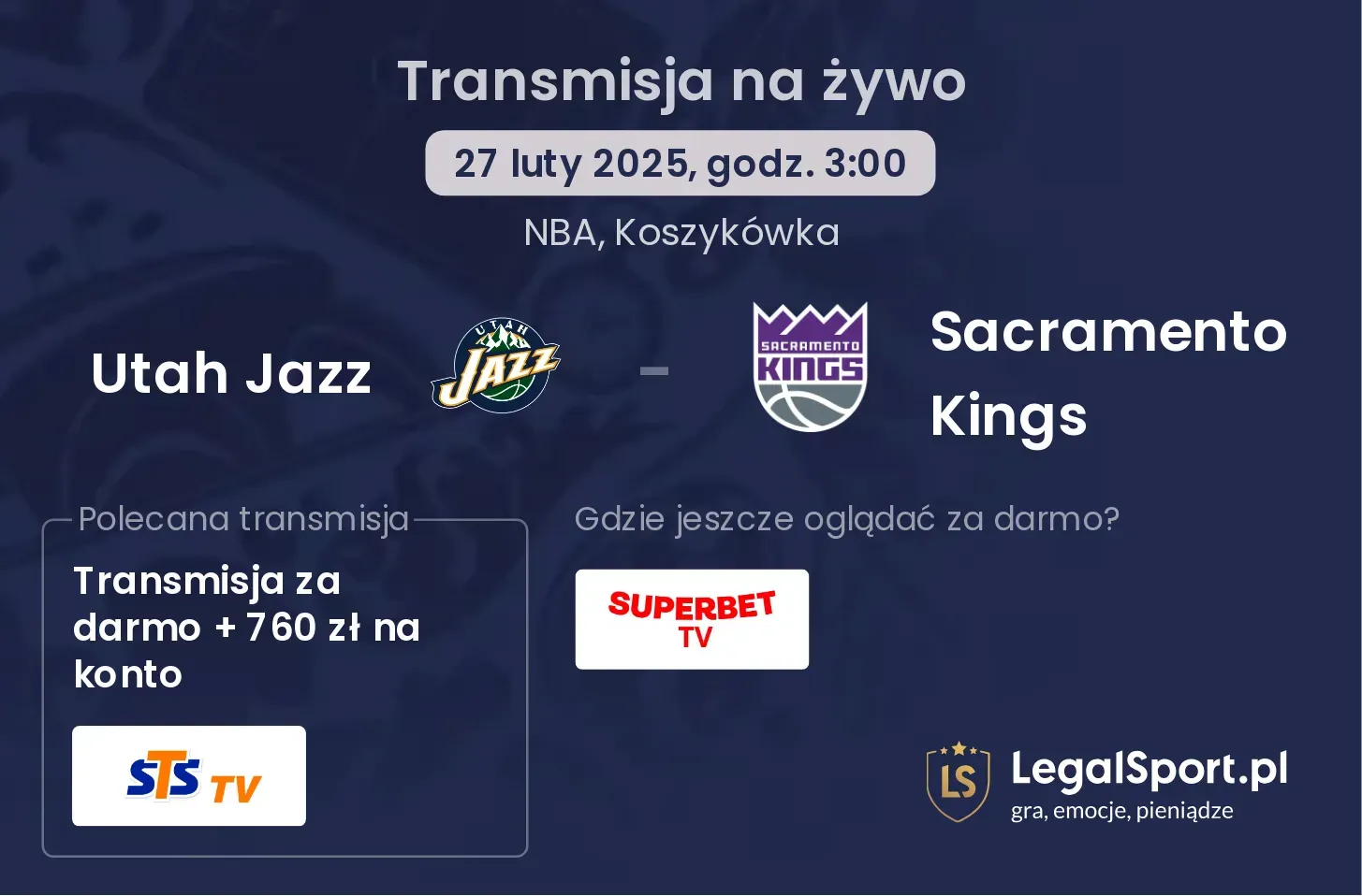 Utah Jazz - Sacramento Kings gdzie oglądać?