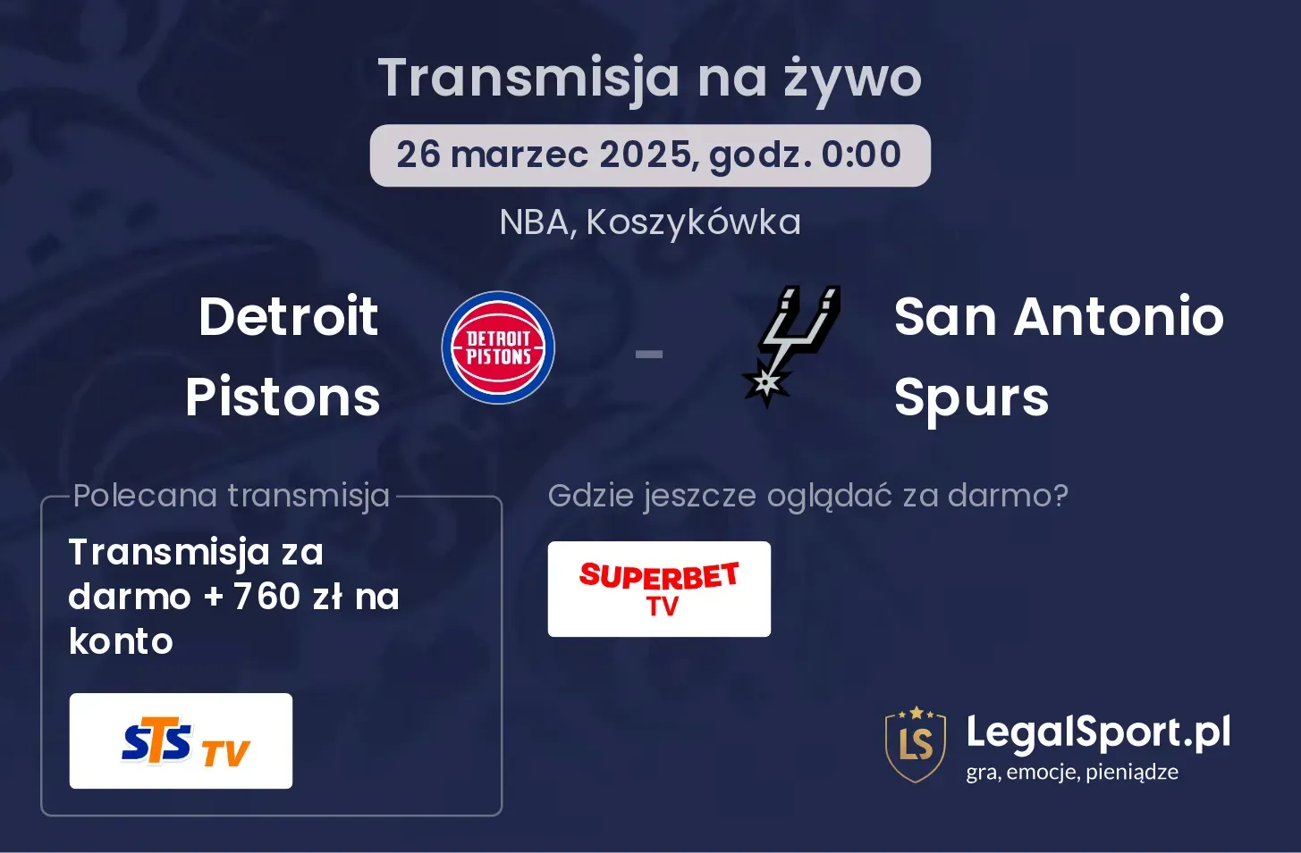 Detroit Pistons - San Antonio Spurs gdzie oglądać?