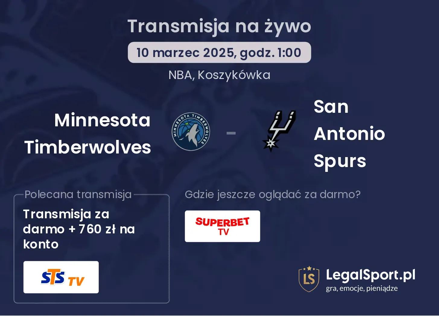 Minnesota Timberwolves - San Antonio Spurs gdzie oglądać?