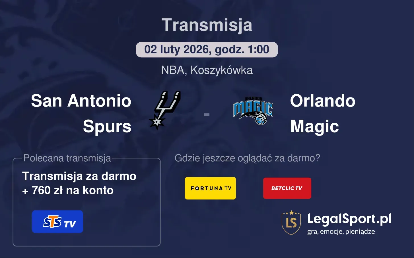 San Antonio Spurs - Orlando Magic Transmisje