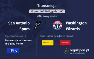 San Antonio Spurs - Washington Wizards gdzie oglądać? (19.12)