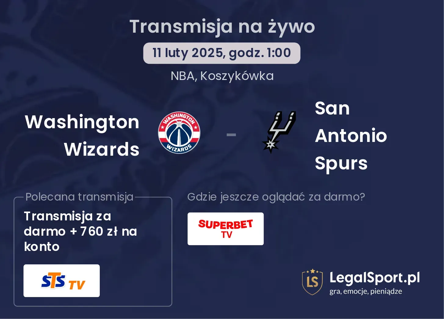 Washington Wizards - San Antonio Spurs gdzie oglądać transmisję?