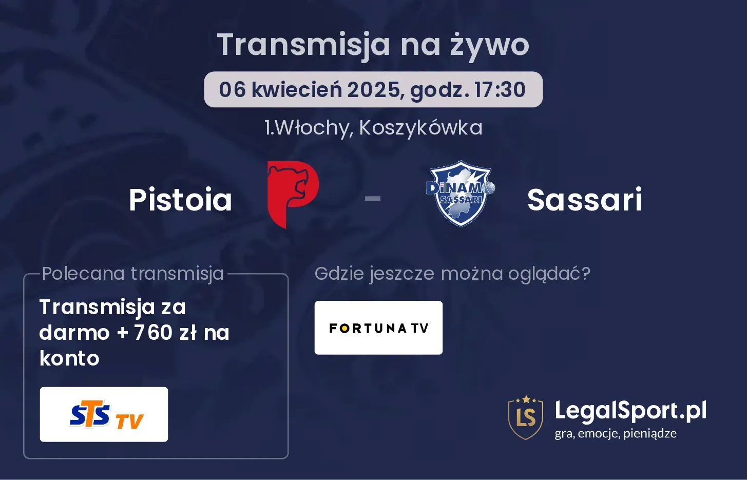 Pistoia - Sassari gdzie oglądać?