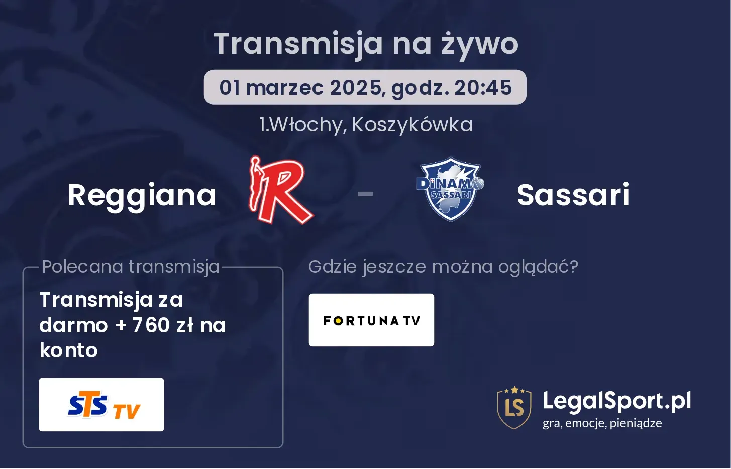 Reggiana - Sassari gdzie oglądać transmisję?
