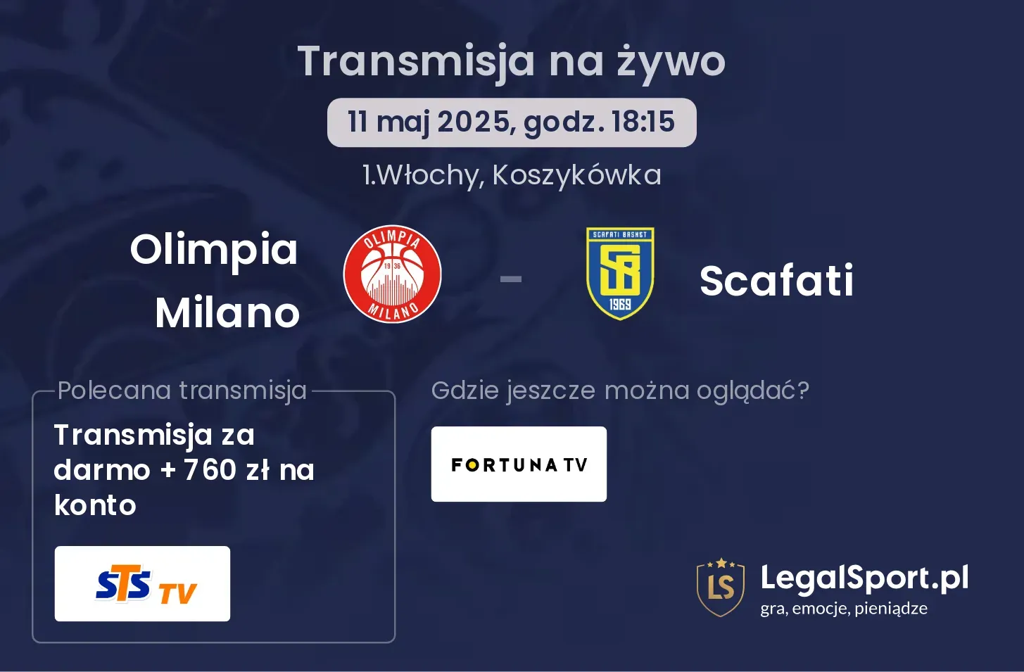 Olimpia Milano - Scafati gdzie oglądać?