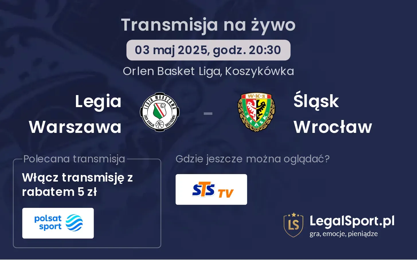 Legia Warszawa - Śląsk Wrocław gdzie oglądać?