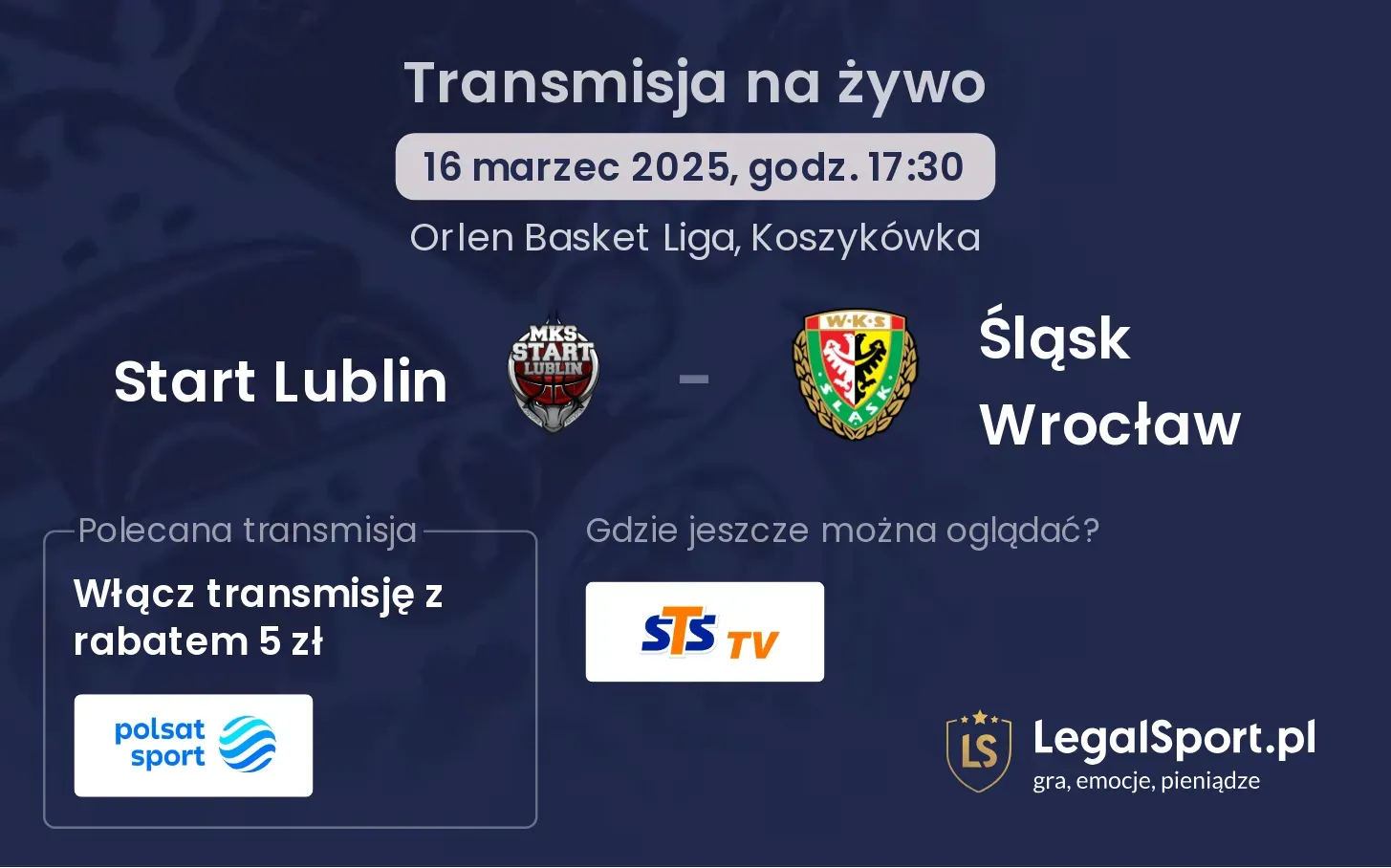 Start Lublin - Śląsk Wrocław gdzie oglądać?