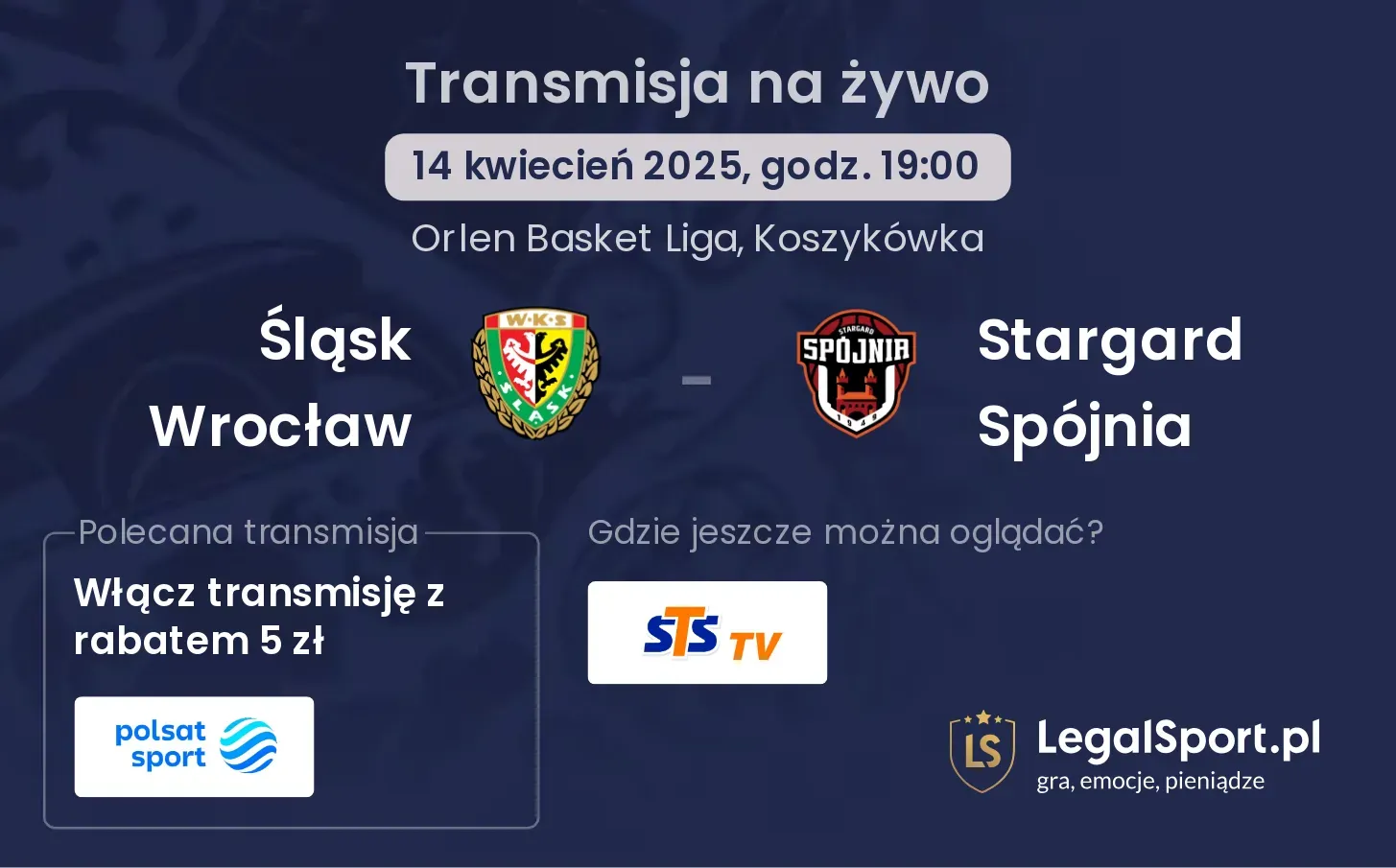 Śląsk Wrocław - Stargard Spójnia gdzie oglądać?