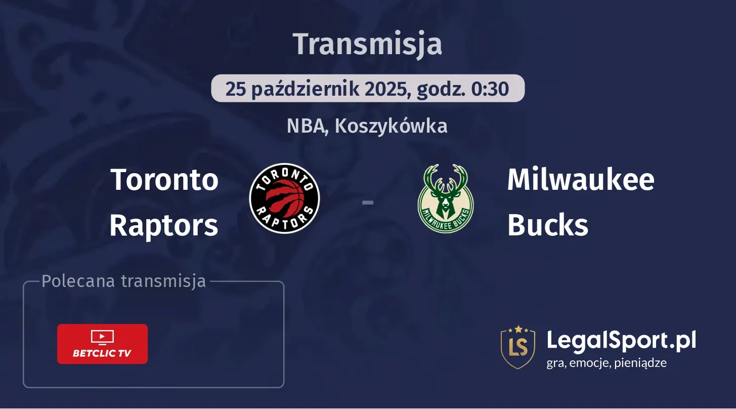 Toronto Raptors - Milwaukee Bucks gdzie oglądać?