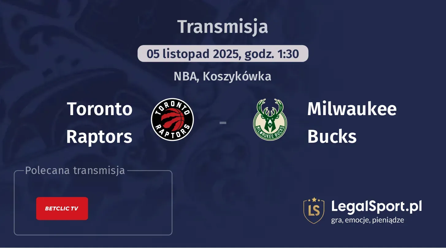 Toronto Raptors - Milwaukee Bucks Transmisje