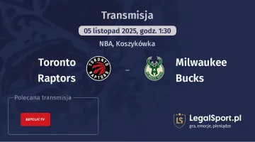 Toronto Raptors - Milwaukee Bucks gdzie oglądać? (05.11)