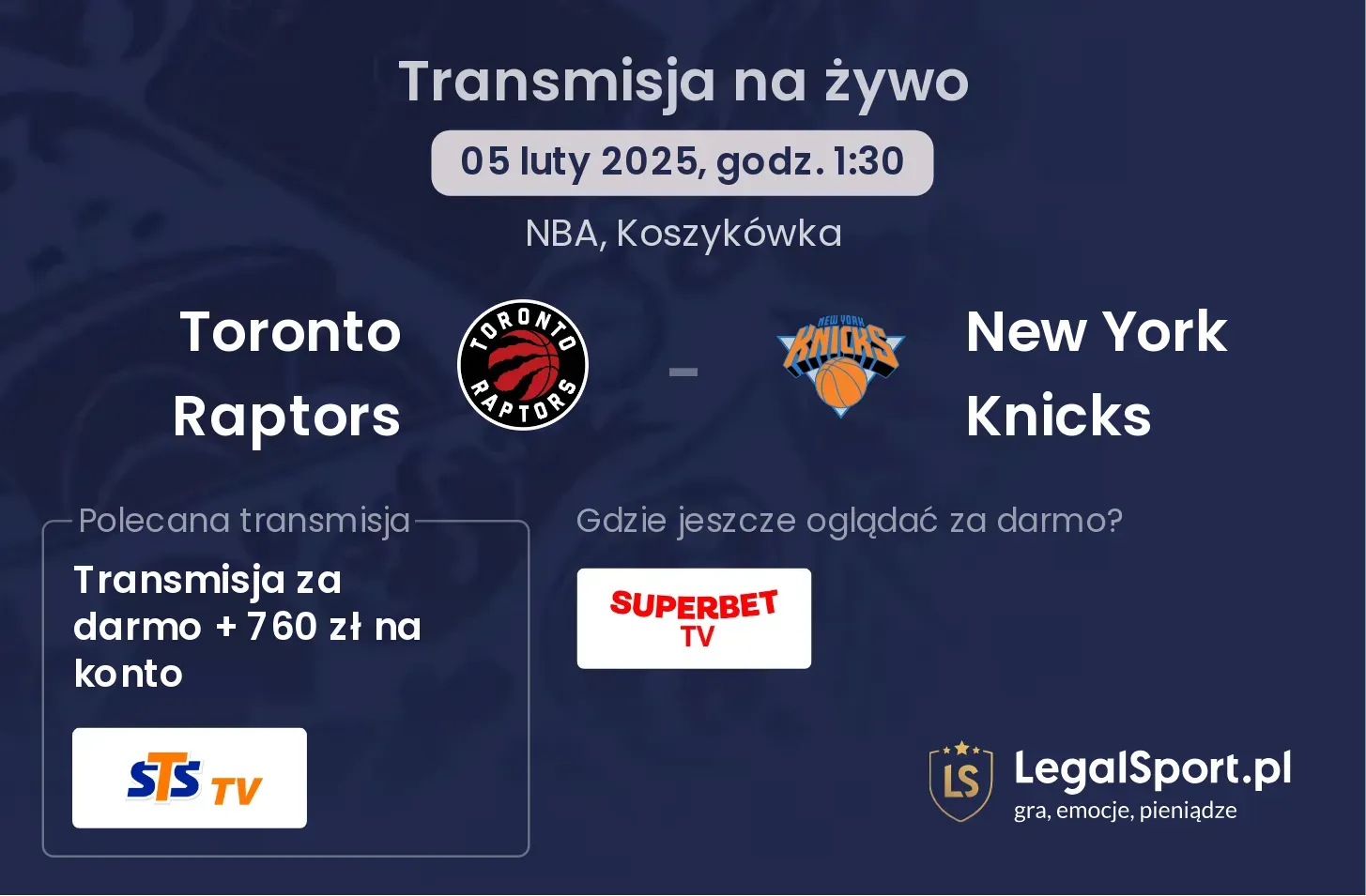 Toronto Raptors - New York Knicks gdzie oglądać?