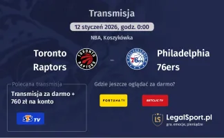 Toronto Raptors - Philadelphia 76ers gdzie oglądać? (12.01)