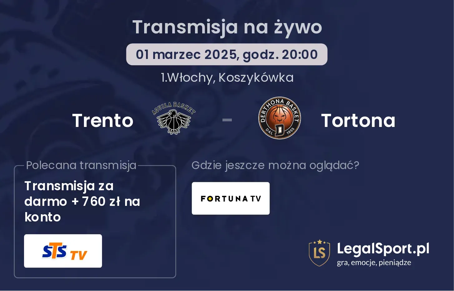 Trento - Tortona gdzie oglądać transmisję?