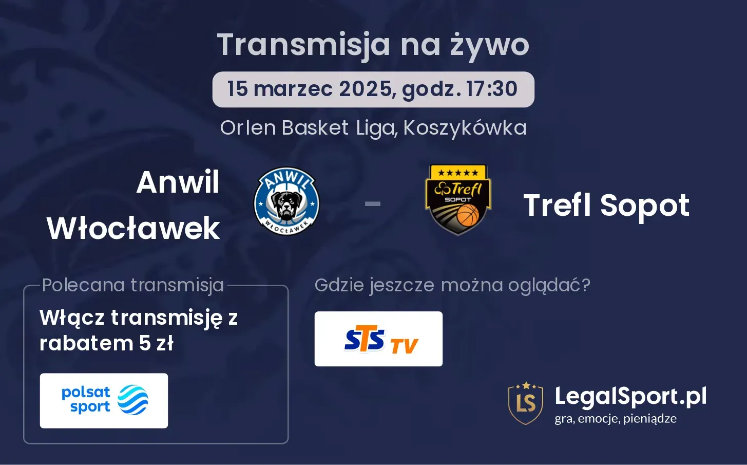 Anwil Włocławek - Trefl Sopot gdzie oglądać?