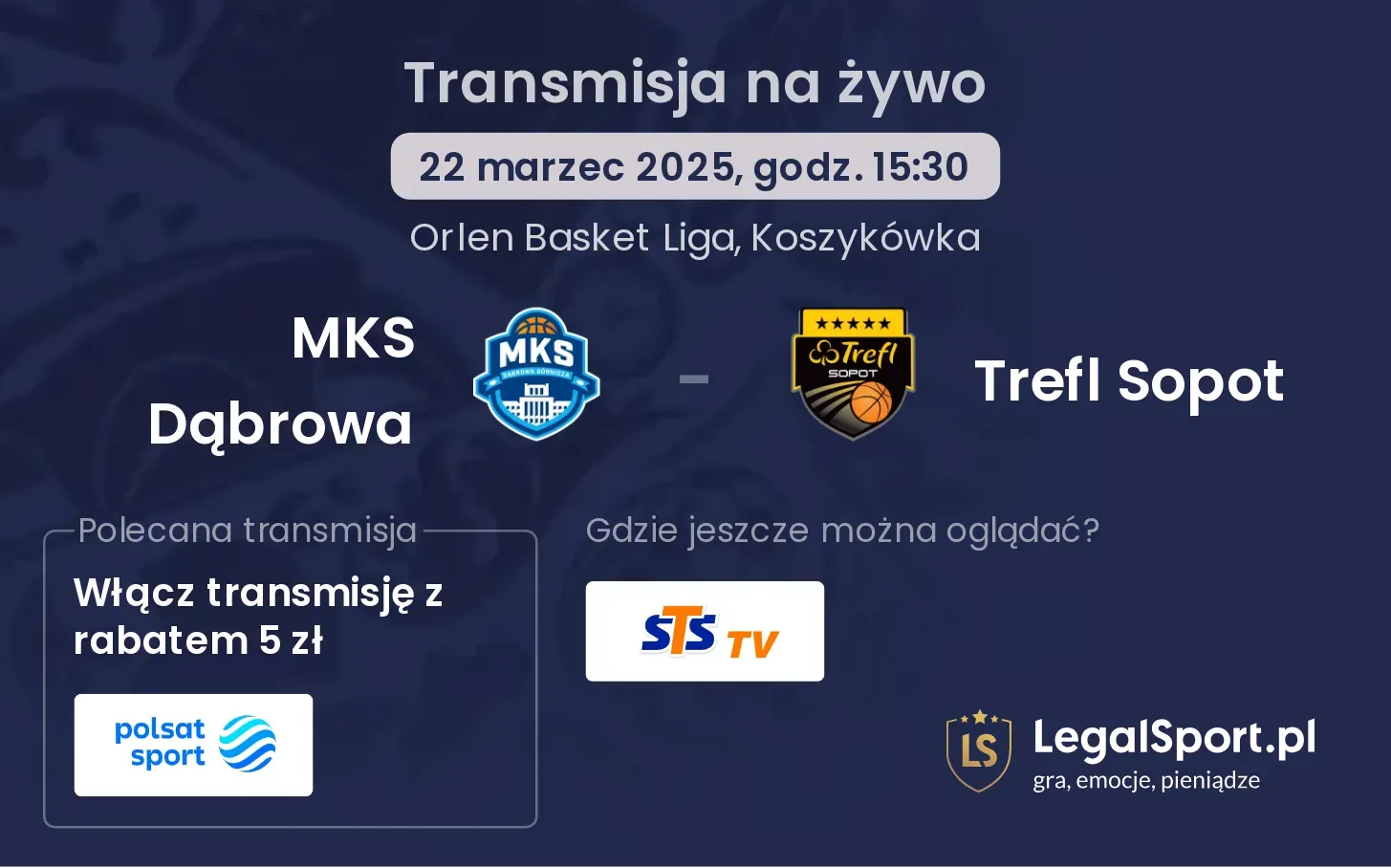 MKS Dąbrowa - Trefl Sopot gdzie oglądać?