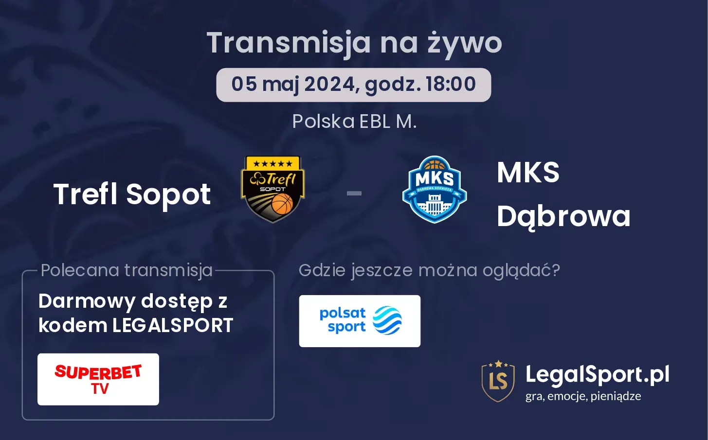 Trefl Sopot - MKS Dąbrowa transmisja na żywo