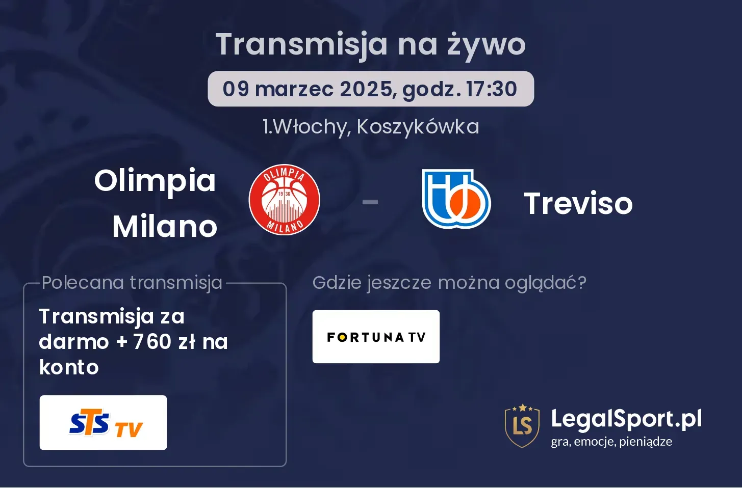 Olimpia Milano - Treviso gdzie oglądać?