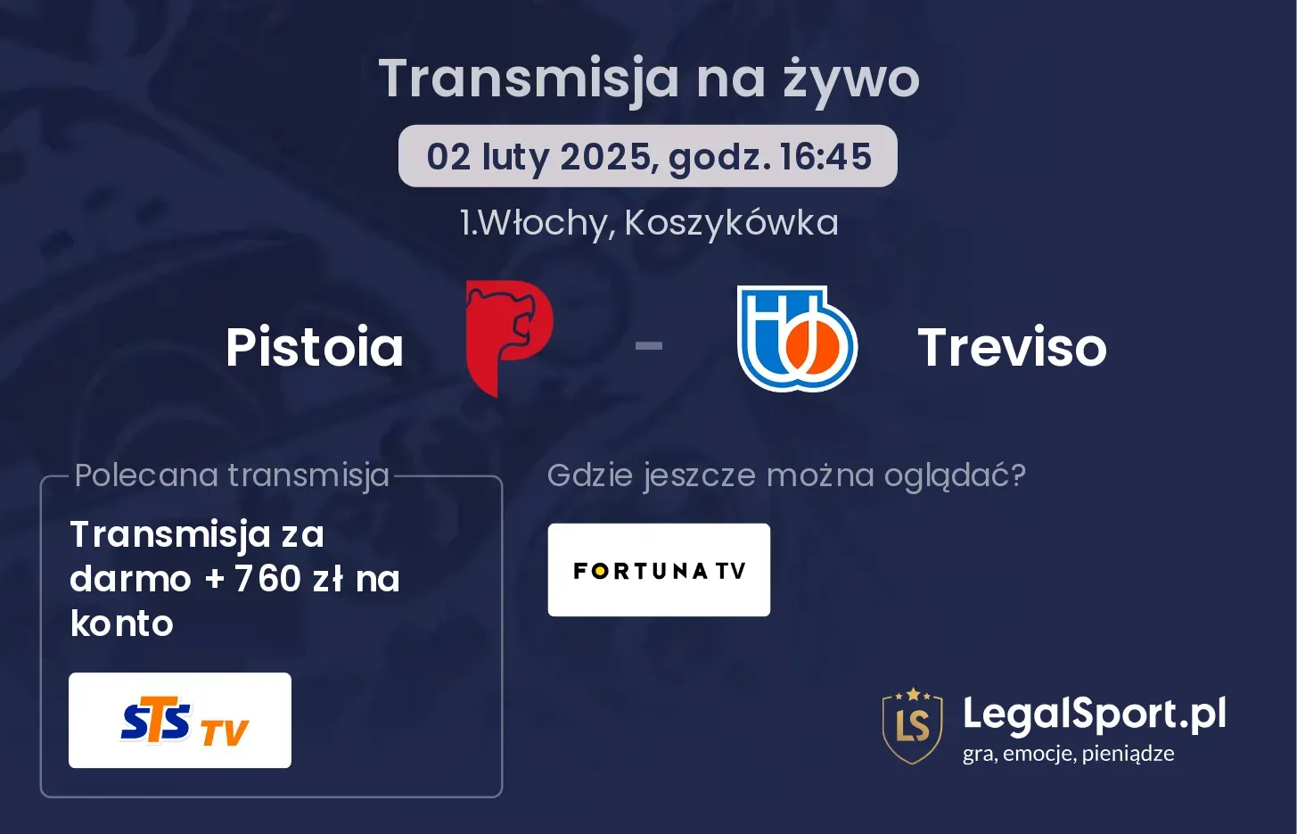 Pistoia - Treviso gdzie oglądać?