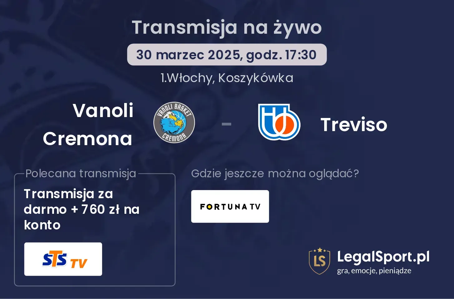 Vanoli Cremona - Treviso gdzie oglądać?