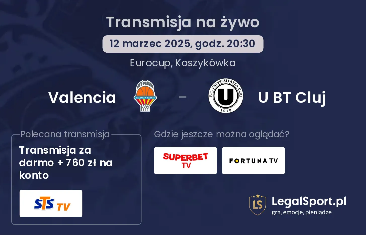Valencia - U BT Cluj gdzie oglądać transmisję?