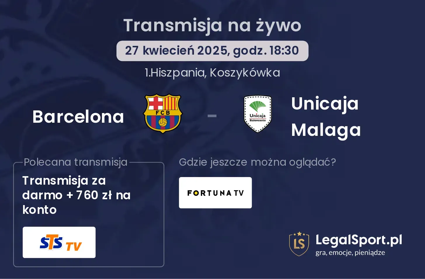 Barcelona - Unicaja Malaga gdzie oglądać transmisję?