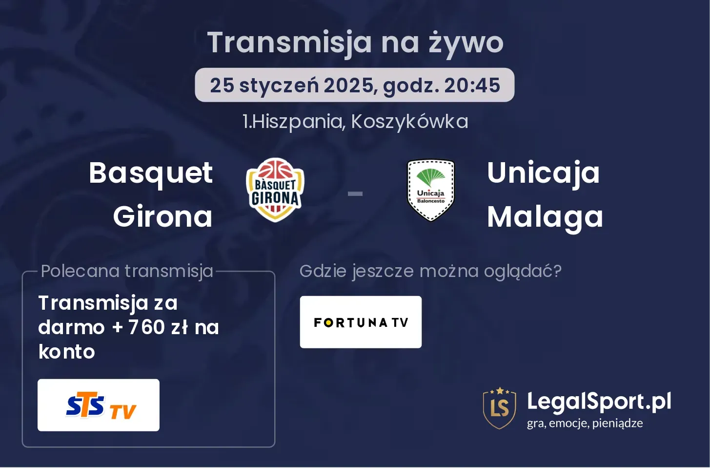 Basquet Girona - Unicaja Malaga gdzie oglądać transmisję?