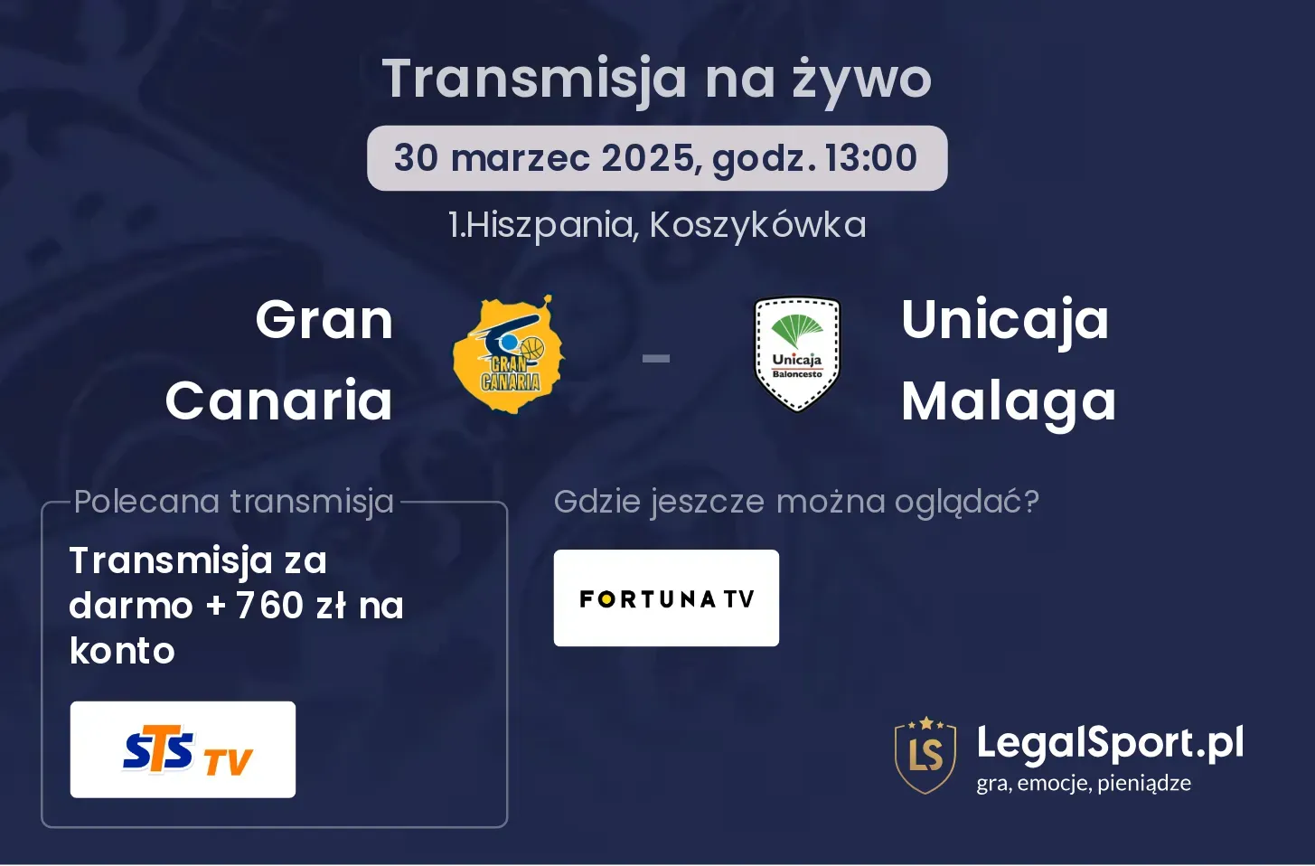 Unicaja Malaga - Gran Canaria transmisja na żywo