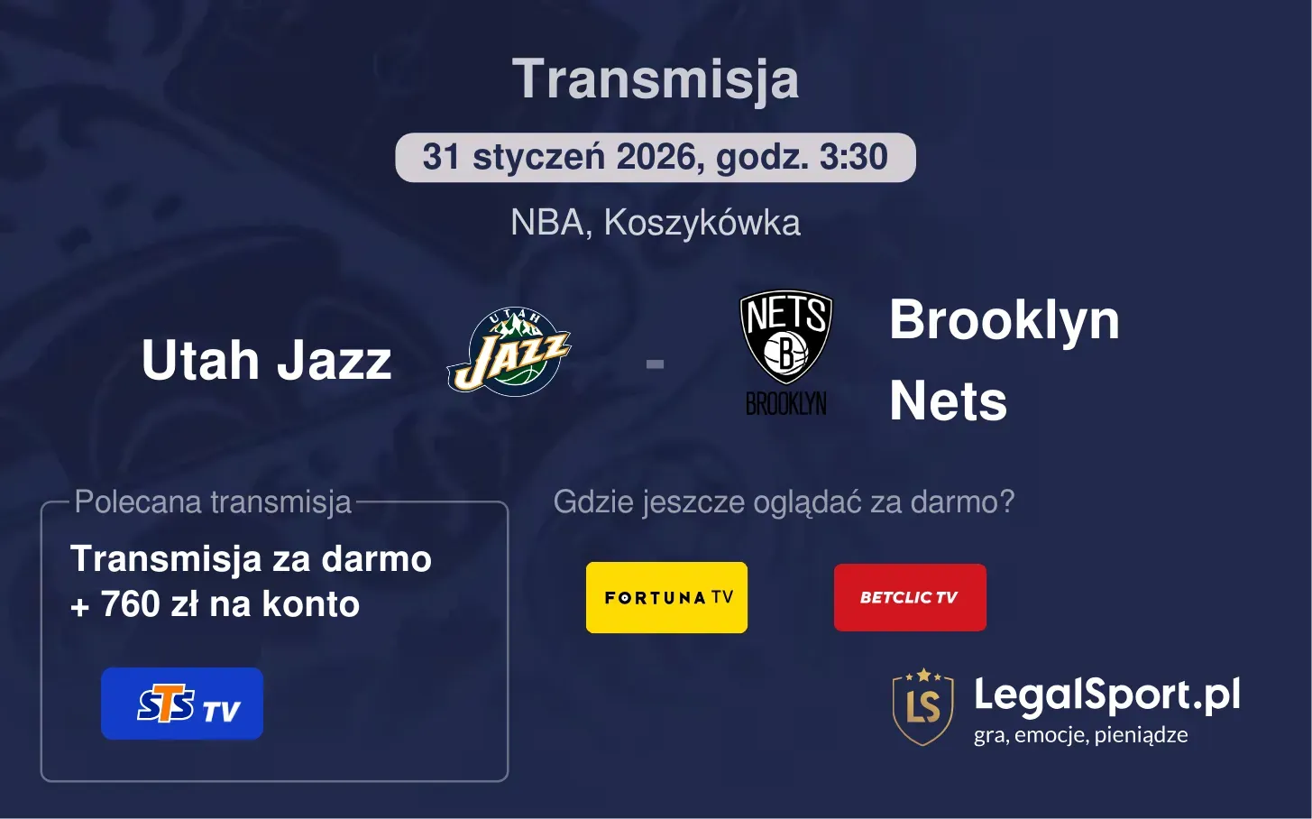 Utah Jazz - Brooklyn Nets Transmisje