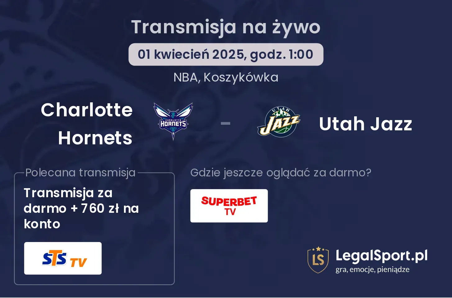Charlotte Hornets - Utah Jazz gdzie oglądać?